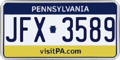 PA license plate JFX3589