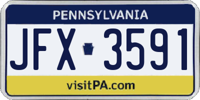 PA license plate JFX3591