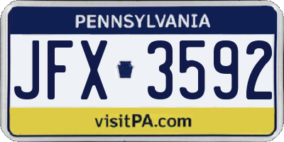 PA license plate JFX3592