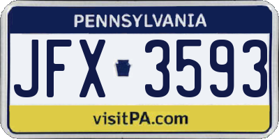 PA license plate JFX3593
