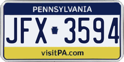 PA license plate JFX3594
