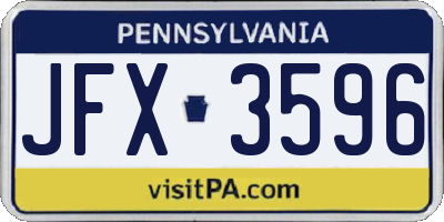 PA license plate JFX3596