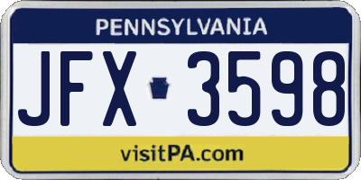 PA license plate JFX3598