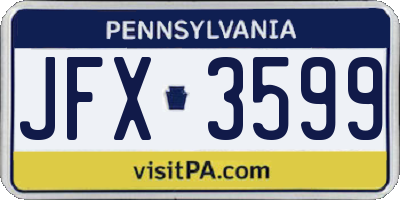 PA license plate JFX3599