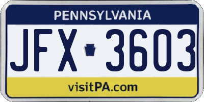 PA license plate JFX3603