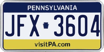 PA license plate JFX3604