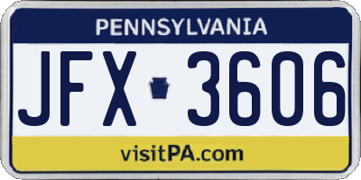PA license plate JFX3606