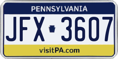 PA license plate JFX3607