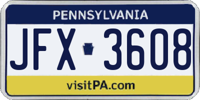 PA license plate JFX3608