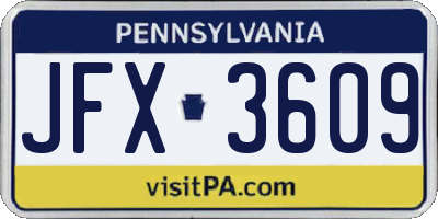 PA license plate JFX3609