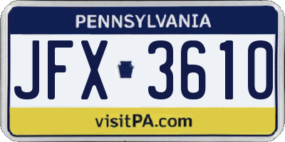 PA license plate JFX3610
