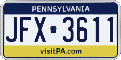PA license plate JFX3611
