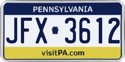 PA license plate JFX3612