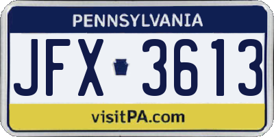 PA license plate JFX3613