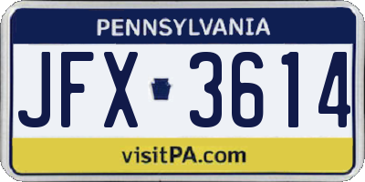 PA license plate JFX3614