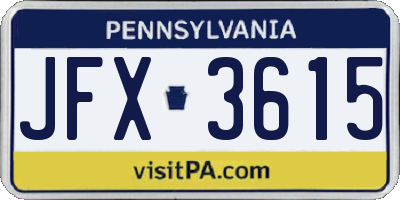 PA license plate JFX3615