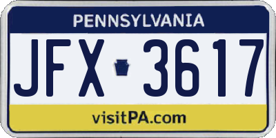 PA license plate JFX3617