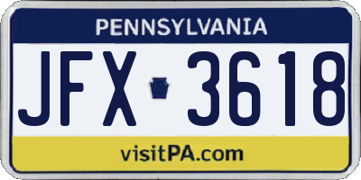 PA license plate JFX3618