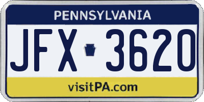 PA license plate JFX3620