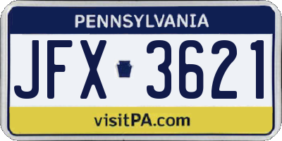 PA license plate JFX3621
