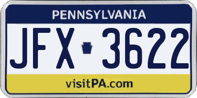 PA license plate JFX3622