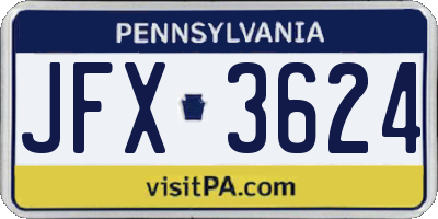 PA license plate JFX3624