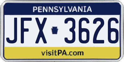 PA license plate JFX3626