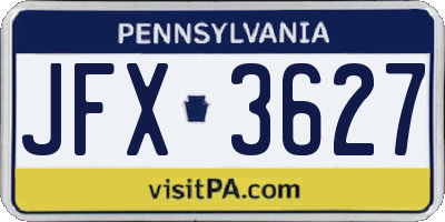 PA license plate JFX3627