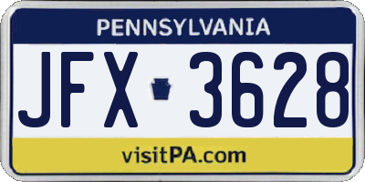 PA license plate JFX3628
