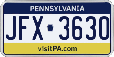 PA license plate JFX3630