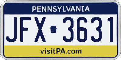 PA license plate JFX3631