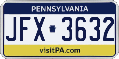 PA license plate JFX3632