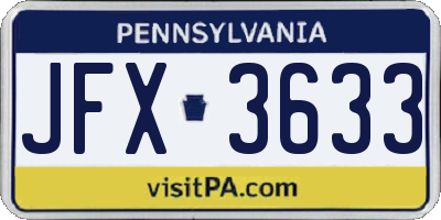 PA license plate JFX3633