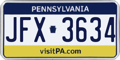 PA license plate JFX3634