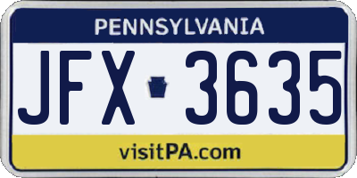 PA license plate JFX3635