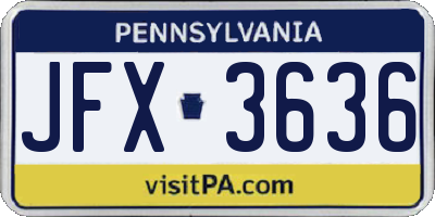 PA license plate JFX3636