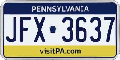PA license plate JFX3637