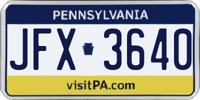 PA license plate JFX3640