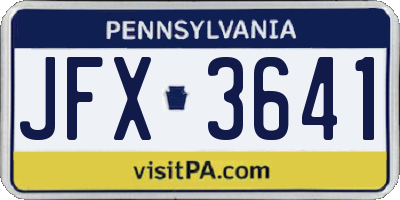 PA license plate JFX3641