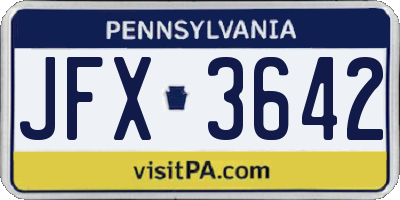 PA license plate JFX3642