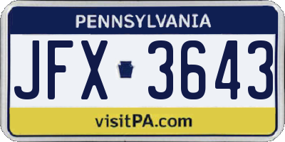 PA license plate JFX3643