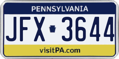 PA license plate JFX3644