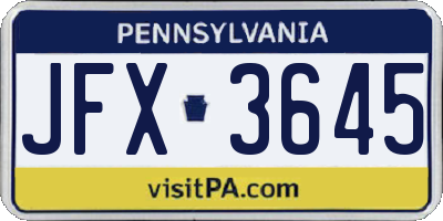 PA license plate JFX3645