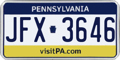 PA license plate JFX3646