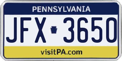 PA license plate JFX3650