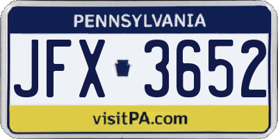 PA license plate JFX3652