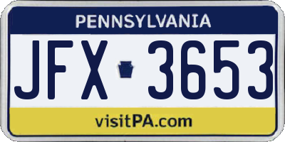 PA license plate JFX3653