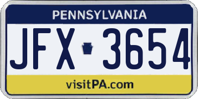 PA license plate JFX3654