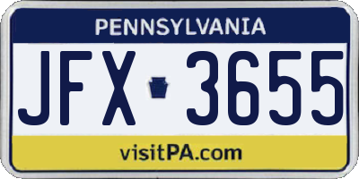 PA license plate JFX3655