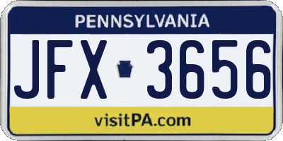 PA license plate JFX3656